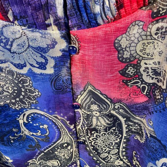 Maggie Barnes Catherines 3X Sheer Blouse Tank Set Paisley Floral Button Front - Picture 9 of 15
